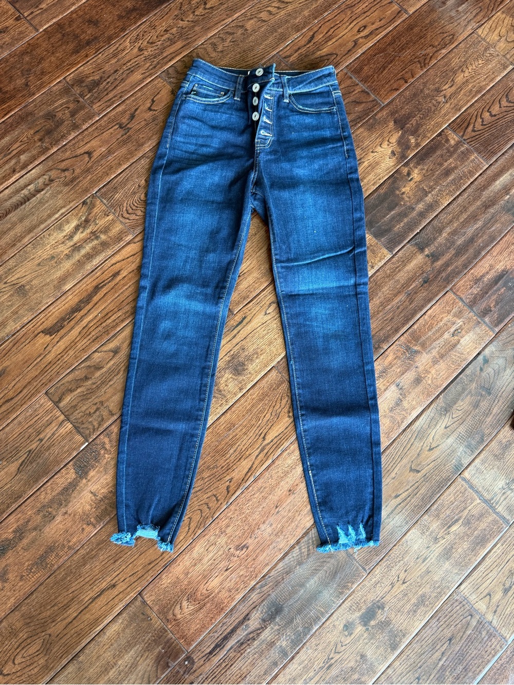 KanCan High-Rise Dark Blue Skinny Jeans with Button-Fly